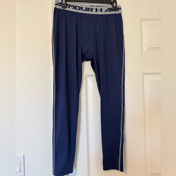 Under Armour Navy HeatGear Compression Tights with Logo - Picture 3 of 4